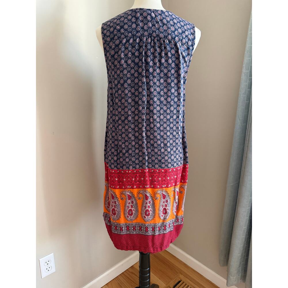Beach Lunch Lounge Boho Tassel Border Print Dress Size M Cruise Resort Summer - Picture 2 of 9